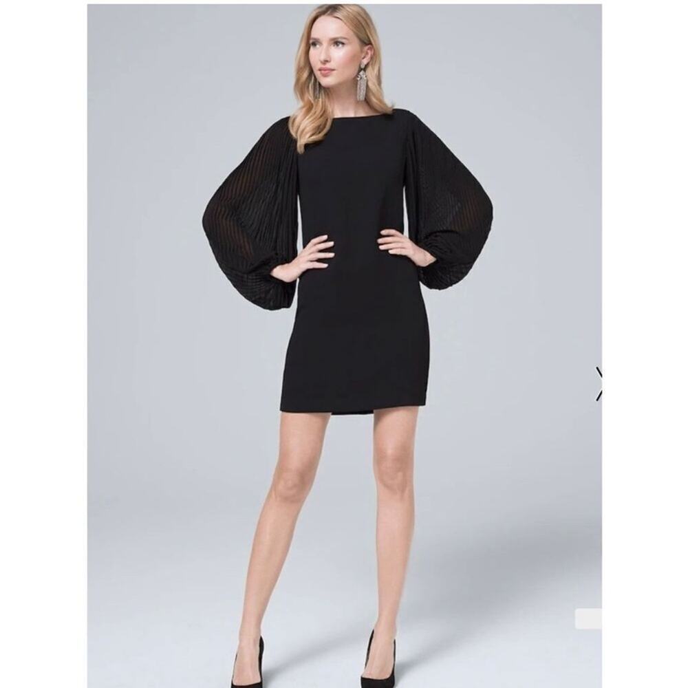 WHBM Women’s Sz 4 Velvet Long Sleeve Shirt Dress New NWT $150 Black
